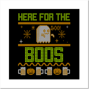 Here For The Boos Faux Sweater Funny Ghost Halloween Design Posters and Art